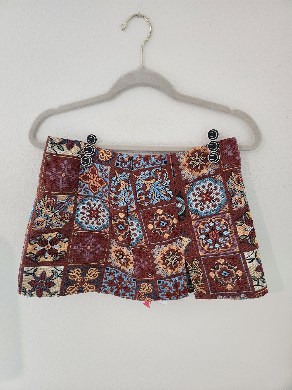 Cider Tile-Print Mini Skirt in Rust and Light Blue - Picture 6 of 6